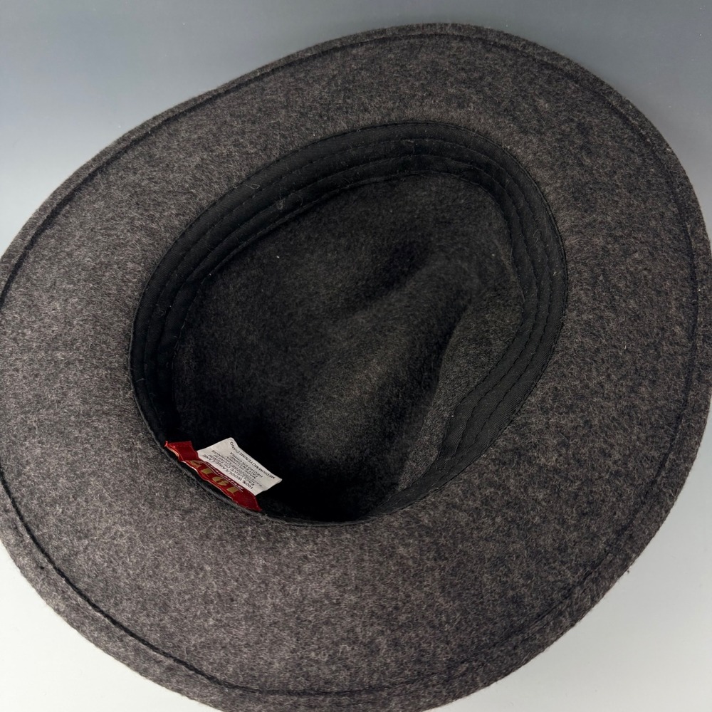 Biltmore 1917 Mens Wool Fedora Hat Charcoal Grey Medium Grosgrain Ribbon Band - Picture 11 of 16